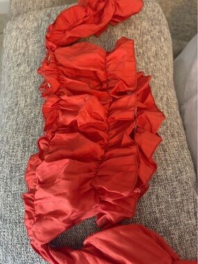 Ruffled Red Bandeau Top and Bottoms